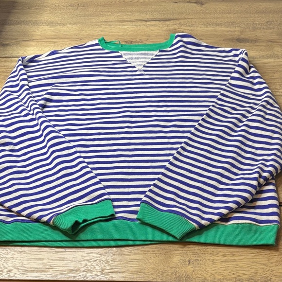 Free People Tops - Women’s We The Free Oversized Classic Crewneck Striped Sweatshirt Size XL